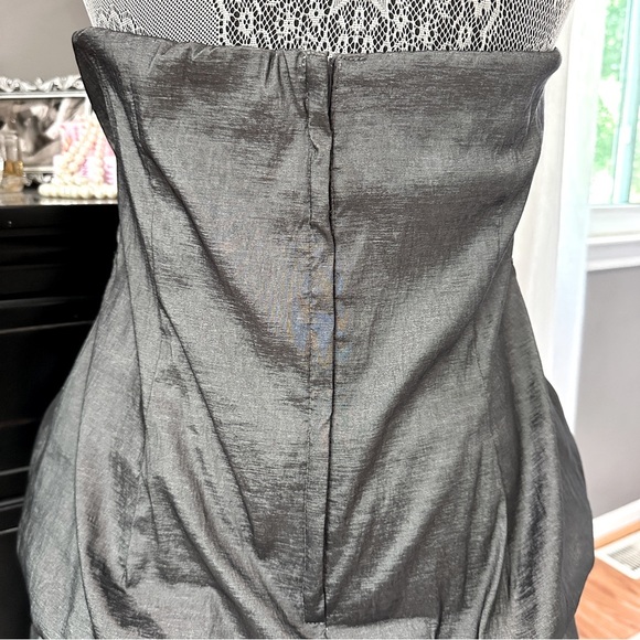 Wish Wish Wish Strapless Gray Metallic Bubble Hem Cocktail Dress Size 20 - Picture 4 of 13
